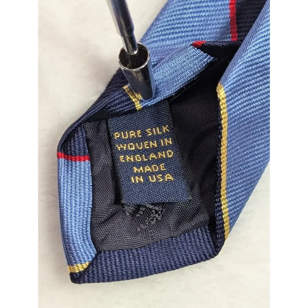 Vintage Brooks Brothers Makers Silk Repp Stripe Tie Made In USA Navy Blue Red